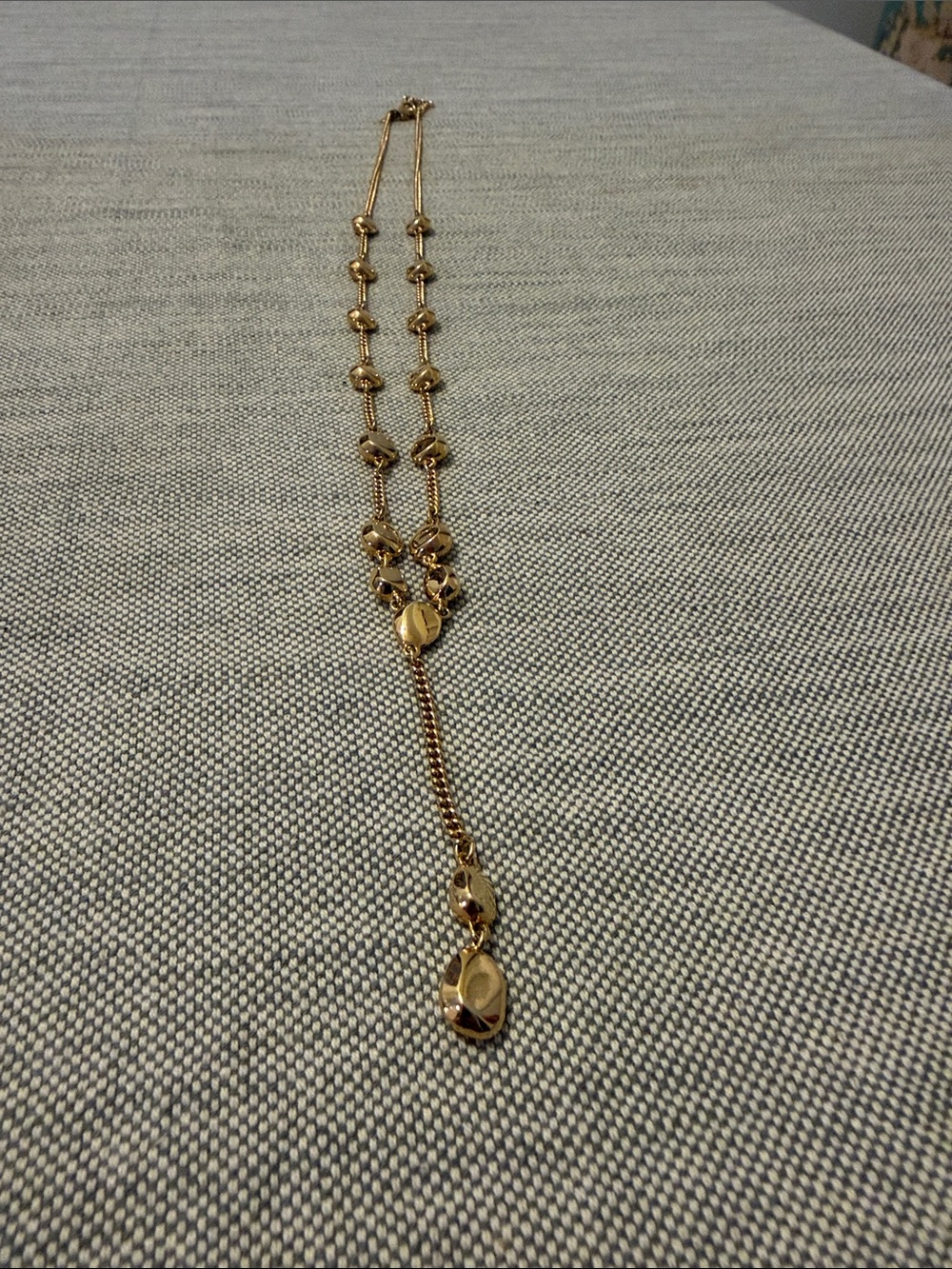 Gold Beaded Drop Necklace